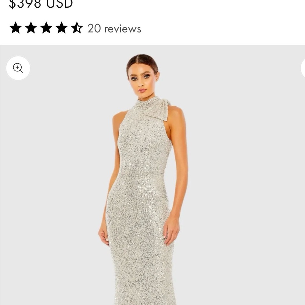 Amazing Mac Duggal Strapless Silver with Gold underlay Sequin Dress - Picture 3 of 7